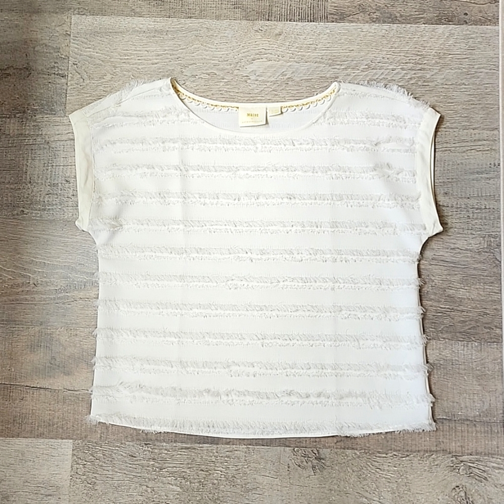 Size 14 Maeve by Anthropologie White Ruffle Blouse